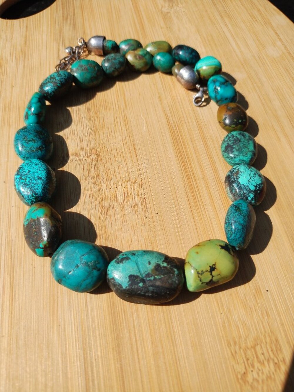 Jay King DTR Chunky Hubei Turquoise nugget necklace 925 Sterling Silver - Picture 3 of 8
